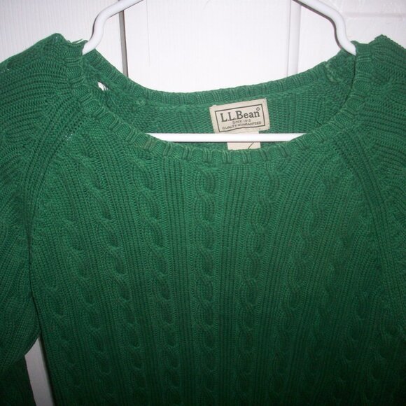 Vintage LL Bean Women's Size Small Cotton Thick Cable Knit Sweater Forest Green - Picture 11 of 12